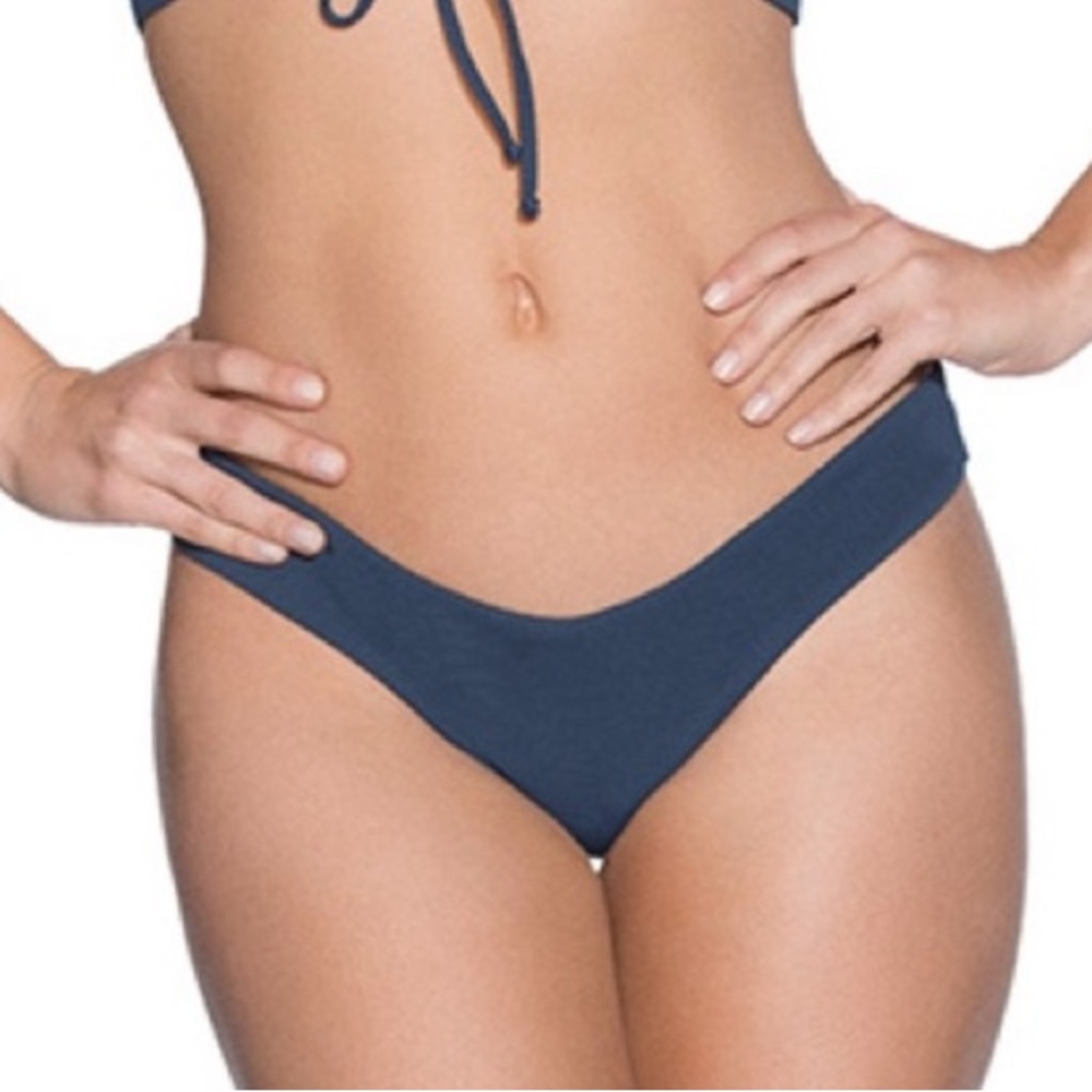 Maaji Blue Neon Pink Leaf Reversible Stargazer Cascade Swimsuit Bikini Bottoms